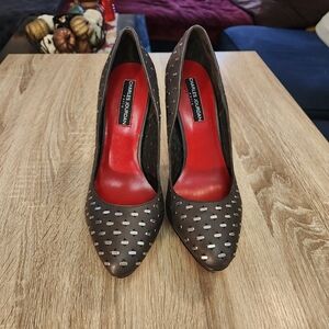 Charles Jourdan Women's Brown and Silver Heels